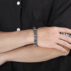 Distressed Punk Lace Skull Bracelet for Men