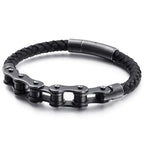 Stainless Steel Leather Rope Chain Bracelet for Men