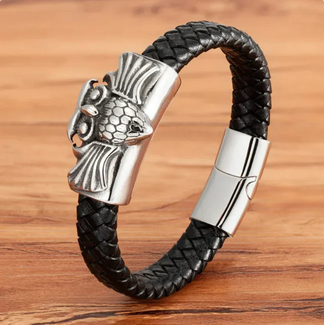 Animal Magnetic Buckle Leather Men's Bracelet