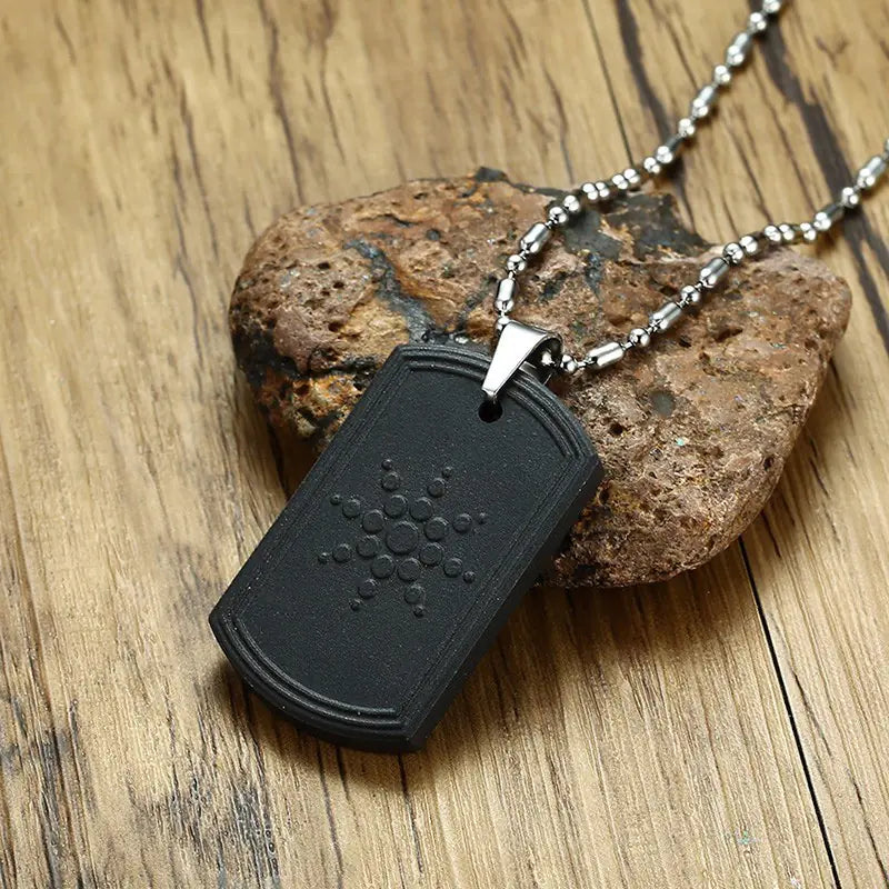 Black Round Energy Stone Pendant Necklace for Men