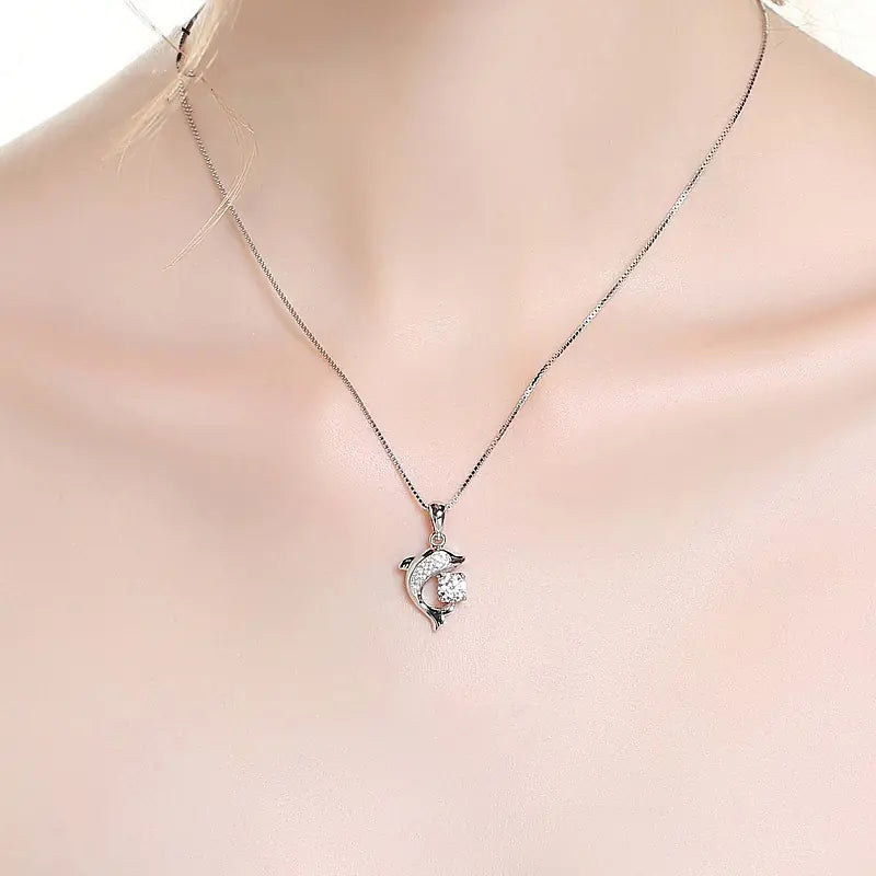 Women's Silver-Plated Dolphin Pendant Necklace