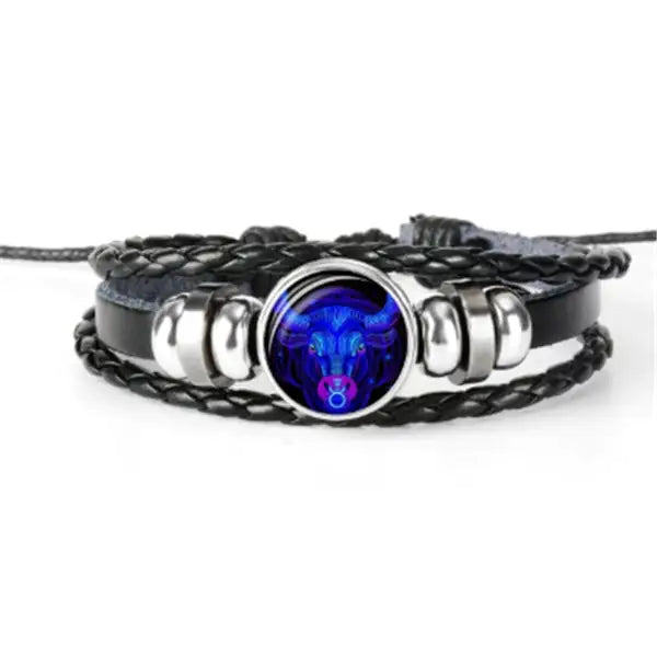 Zodiac Constellation Braided Leather Bracelet