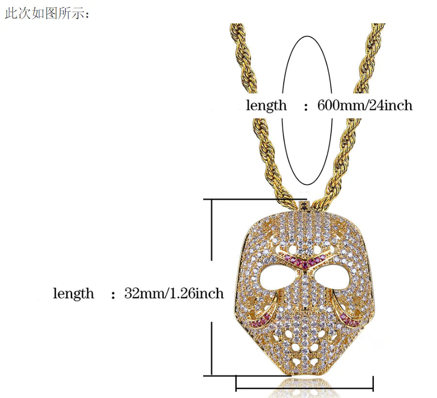 Masquerade Mask Necklace Hip-Hop Necklace