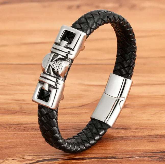 Animal Magnetic Buckle Leather Men's Bracelet