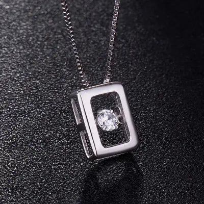 Dynamic Stone Pendant Silver Necklace - Minimalist Jewelry