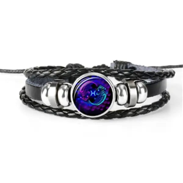 Zodiac Constellation Braided Leather Bracelet