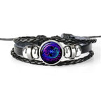 Zodiac Constellation Braided Leather Bracelet