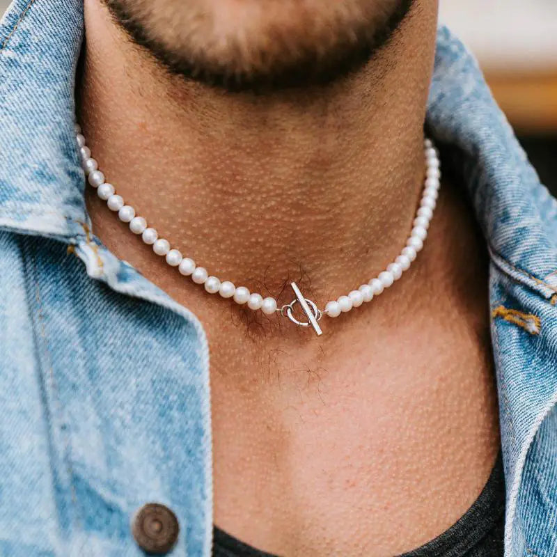 Handmade Imitation Pearl Men's Necklace