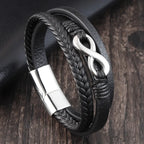 Genuine Leather Braided Infinity Men's Bracelet