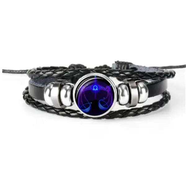 Zodiac Constellation Braided Leather Bracelet