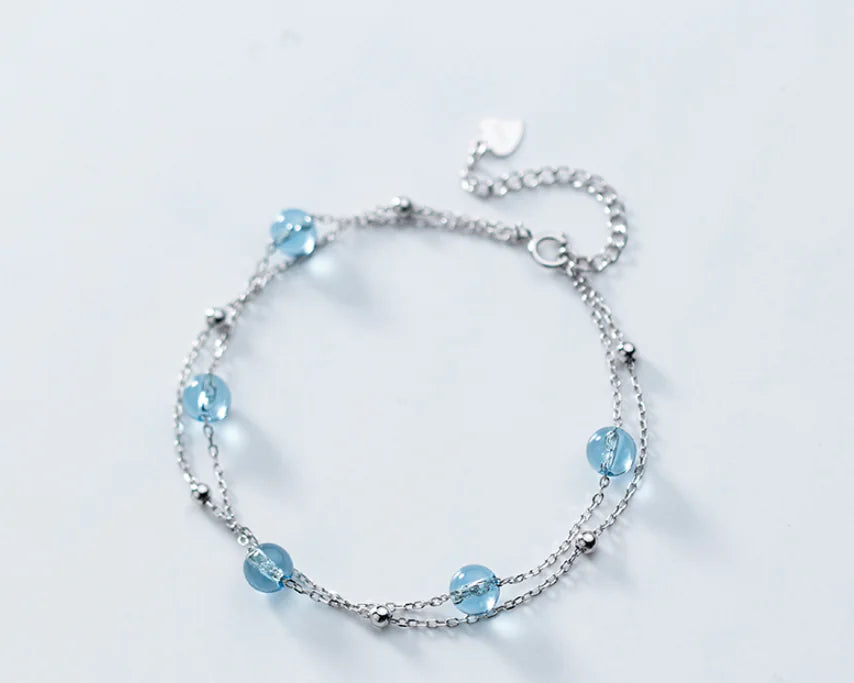 Double Layer Crystal Beaded Chain Bracelet