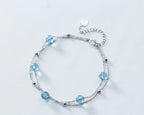 Double Layer Crystal Beaded Chain Bracelet
