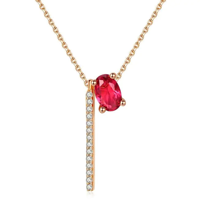 Red Diamond Necklace, Moonstone Necklace, Copper Inlay
