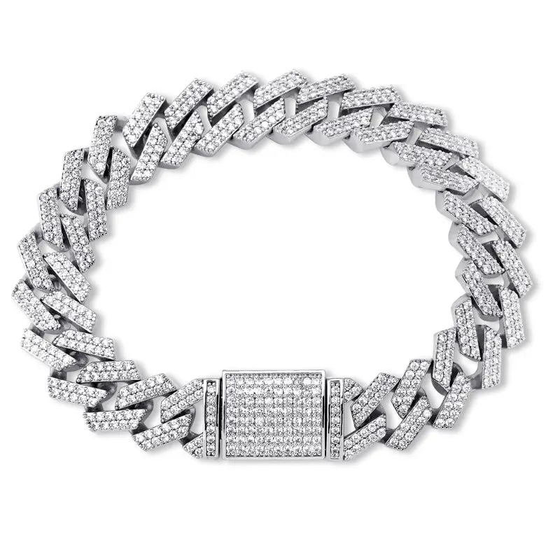 14mm Miami Cuban Link Zircon Rock Style Men's Bracelet