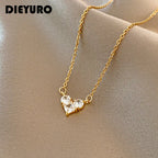 Minimalist Zircon Heart Titanium Steel Women's Necklace