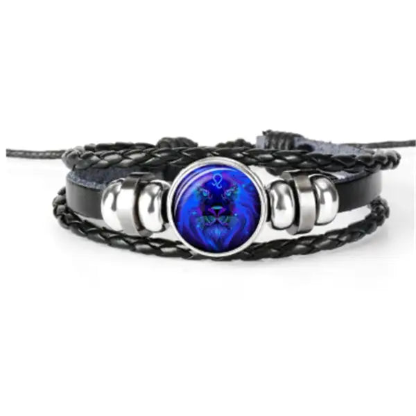 Zodiac Constellation Braided Leather Bracelet
