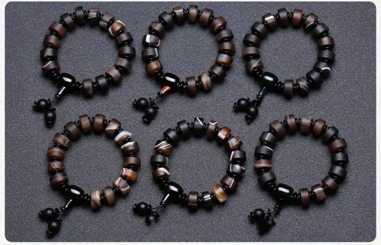 Natural Agate Vintage Ethnic Beaded Men's Bracelet