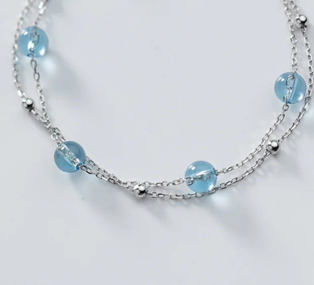 Double Layer Crystal Beaded Chain Bracelet