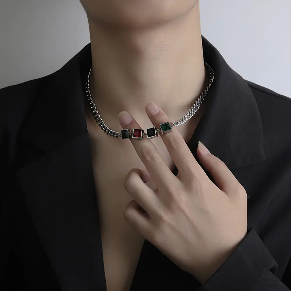 Vintage Multi-Color Titanium Steel Men's Necklace