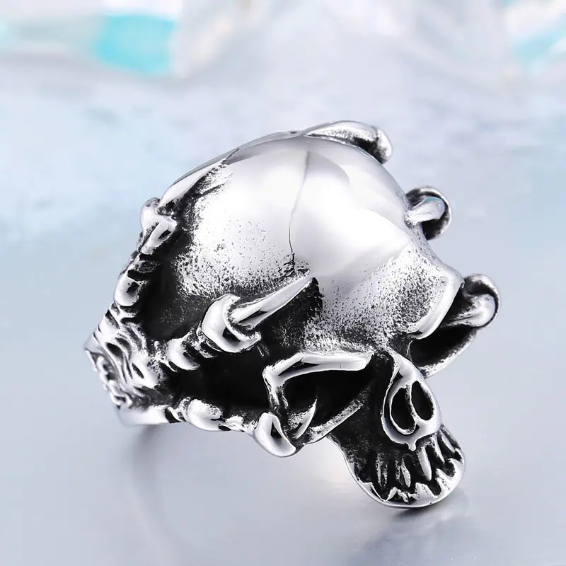 Titanium Steel Skull Ring for Men - Punk Style Jewelry