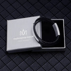 Stainless Steel Black Leather Woven Men's Bracelet