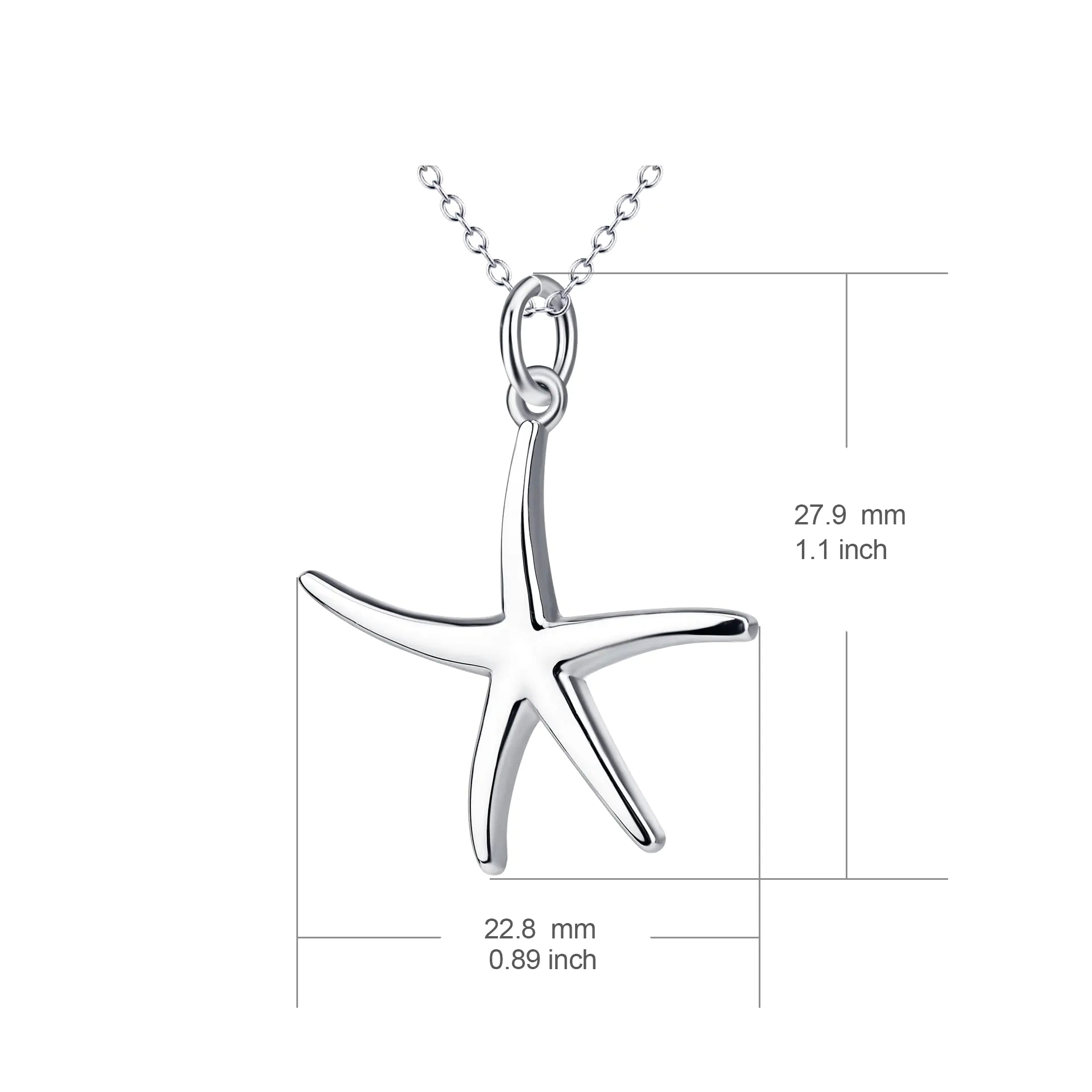 Starfish 925 Sterling Silver Women's Pendant Necklace,