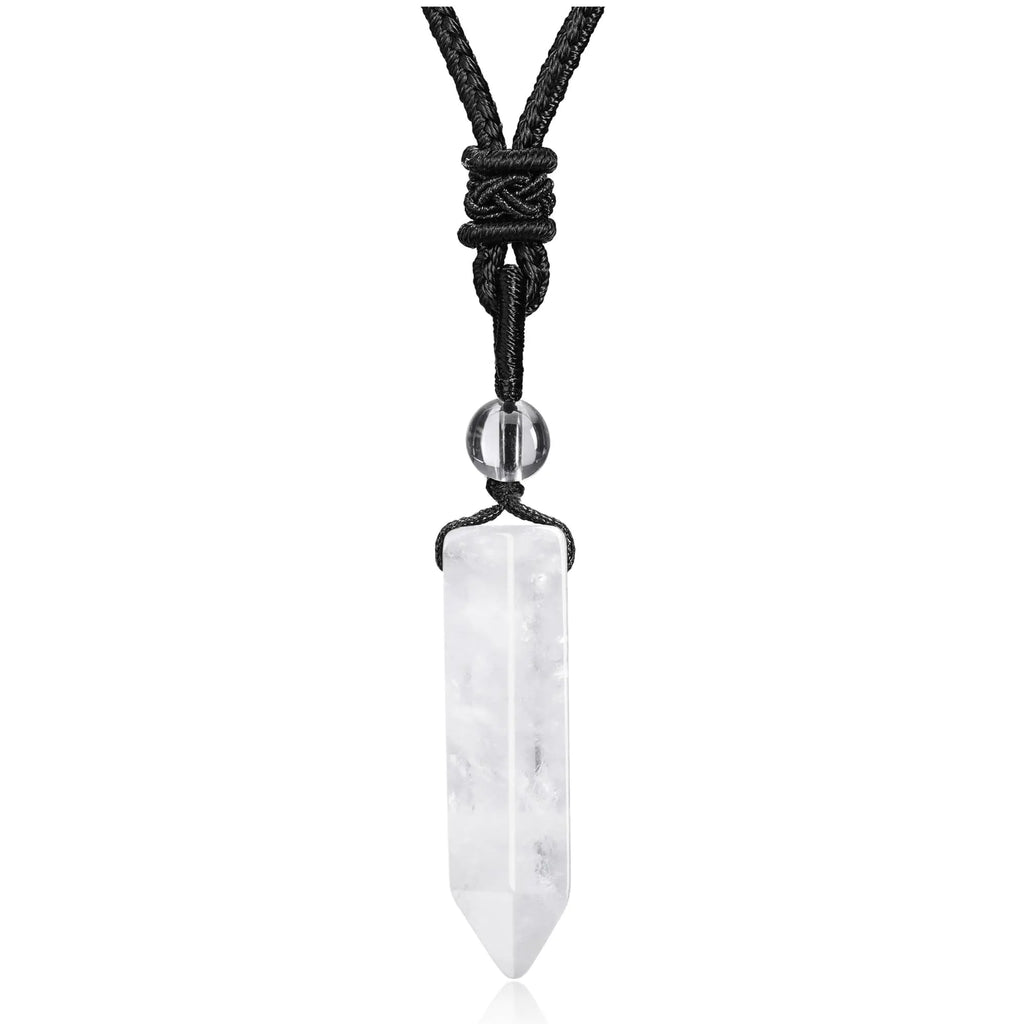 Top Plaza Clear Quartz Healing Crystal Stone Necklace