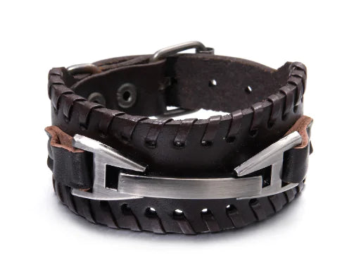 Genuine Leather Braided Macrame Bracelet for Men
