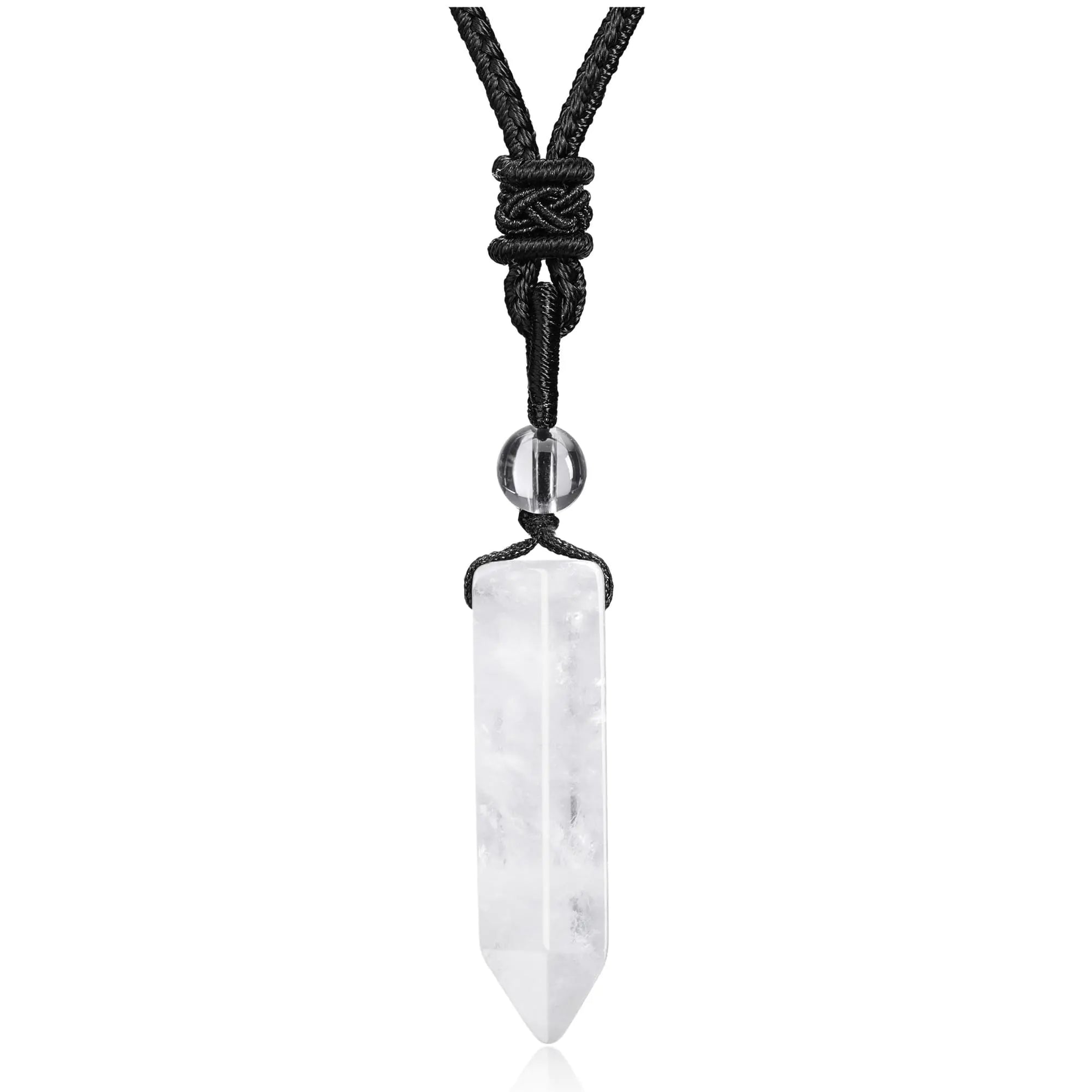 Top Plaza Clear Quartz Healing Crystal Stone Necklace