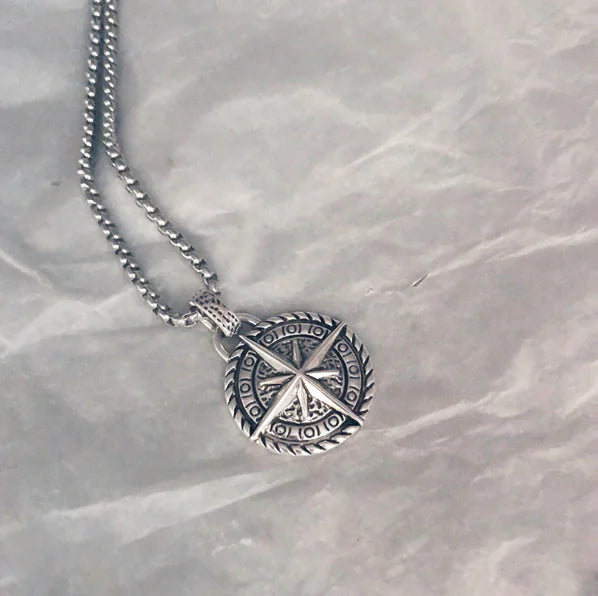 Compass Pendant Alloy Necklace for Men