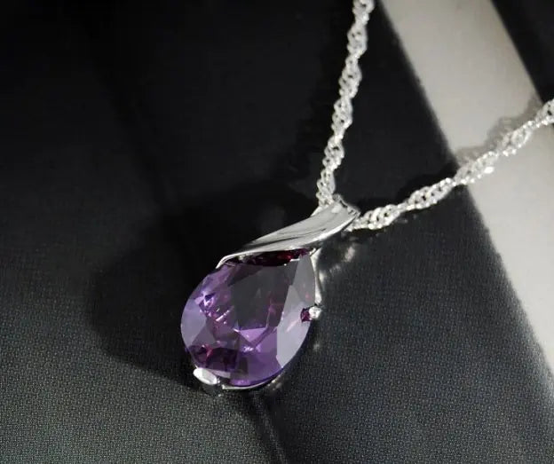 Crystal Purple Diamond Women's Pendant Necklace
