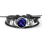 Zodiac Constellation Braided Leather Bracelet