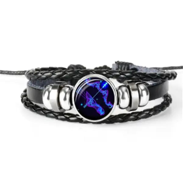 Zodiac Constellation Braided Leather Bracelet