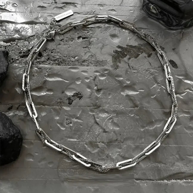 Dual-Layer Titanium Steel Cuban Link Chain Necklace for Men