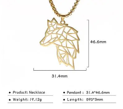 Hip-Hop Men's Necklace with Anime Wolf Model