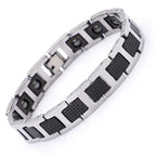 Tungsten Steel Black Magnetic Link Chain Bracelet