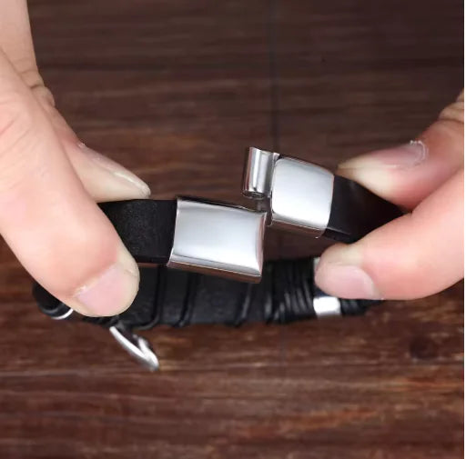 Animal Magnetic Buckle Leather Men's Bracelet