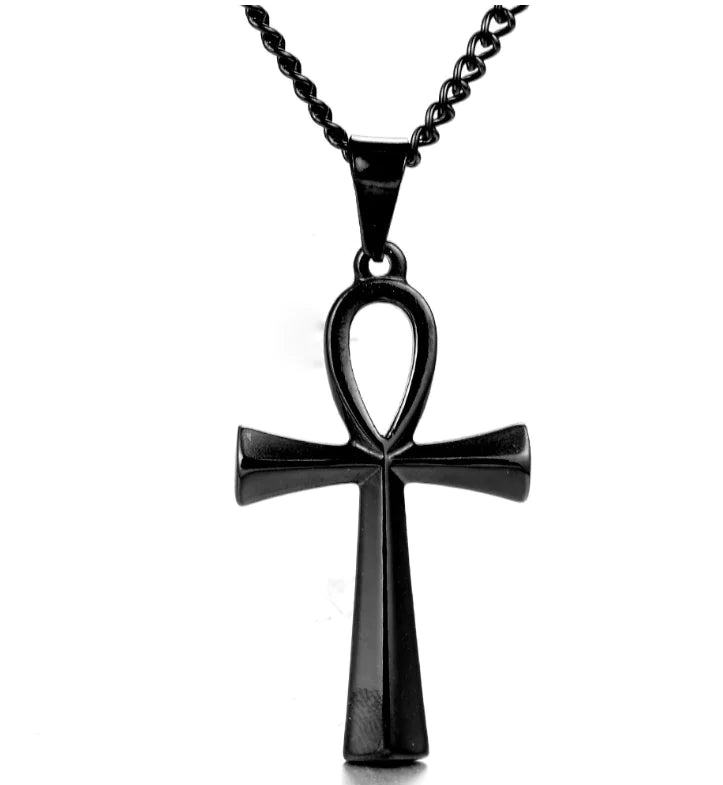 Titanium Steel Egyptian Cross Men's Necklace Pendant
