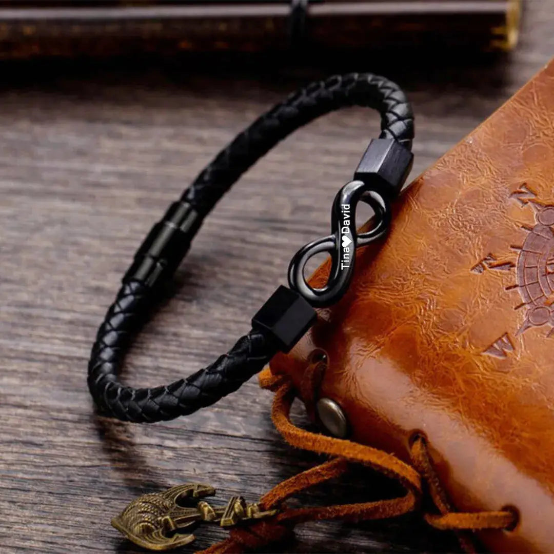 Simple Retro Infinity Leather Rope Men's Bracelet