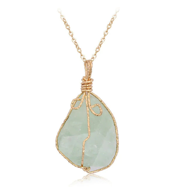 Natural Stone Pendant Necklace with Irregular Crystal