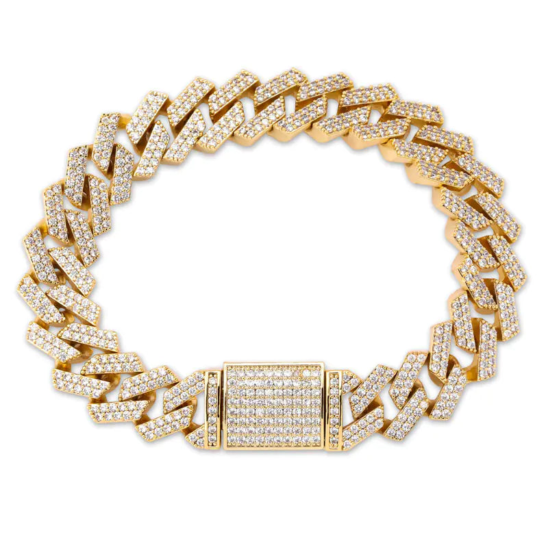 14mm Miami Cuban Link Zircon Rock Style Men's Bracelet