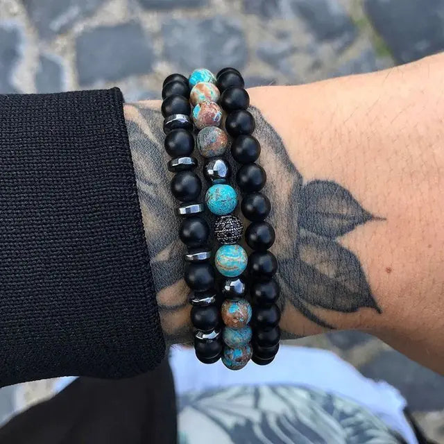 Handmade Zircon Beaded Men's Bracelet Sets
