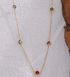 Women's Thin Chain 18K Gold Colorful Necklace