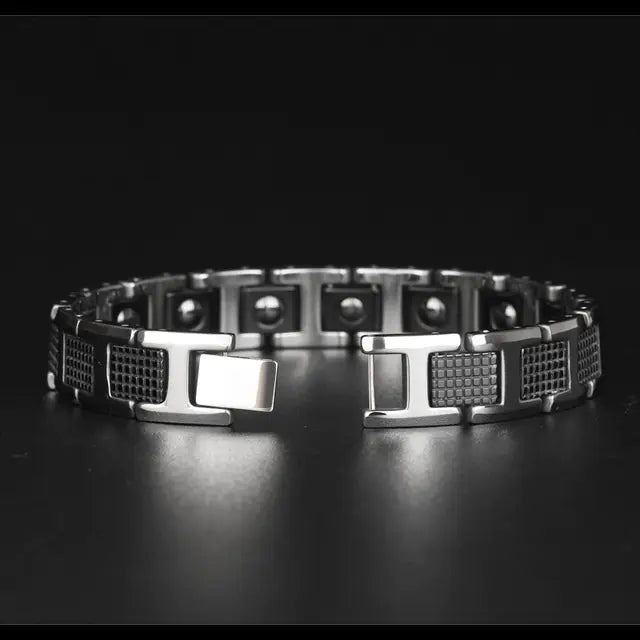 Tungsten Steel Black Magnetic Link Chain Bracelet