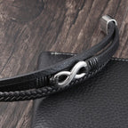 Genuine Leather Braided Infinity Men's Bracelet
