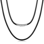 Fiusem Black Braided String Cord Necklace for Men