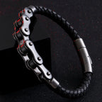 Stainless Steel Leather Rope Chain Bracelet for Men