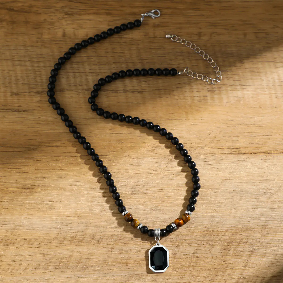 Men's Hip Hop Tiger Stone Beaded Necklace