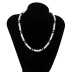 Men's Bohemian Necklace with Black and White Ceramic Piece