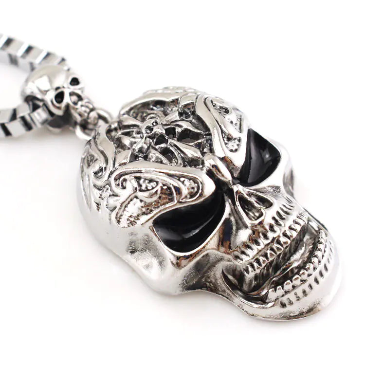 3D Skull Pendant Box Chain Men's Pendant